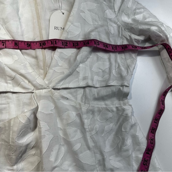 Rumer White Giselle Semi Sheer Cotton Jacquard Cut Out V-Neck Mini Dress NWT L - Picture 16 of 16